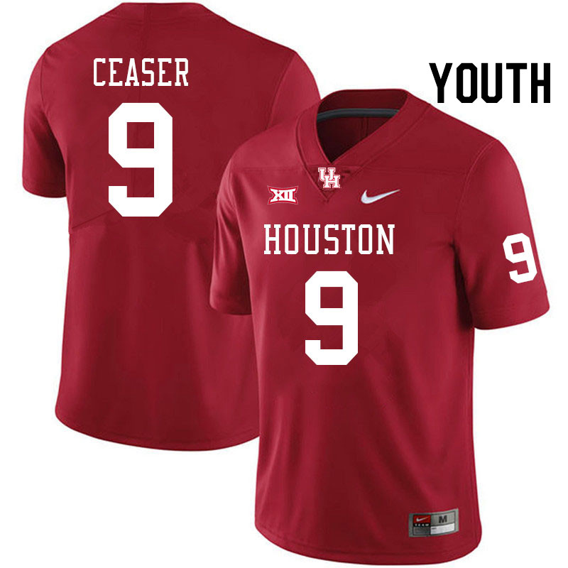 Youth #9 Nelson Ceaser Houston Cougars Big 12 XII College Football Jerseys Stitched-Red